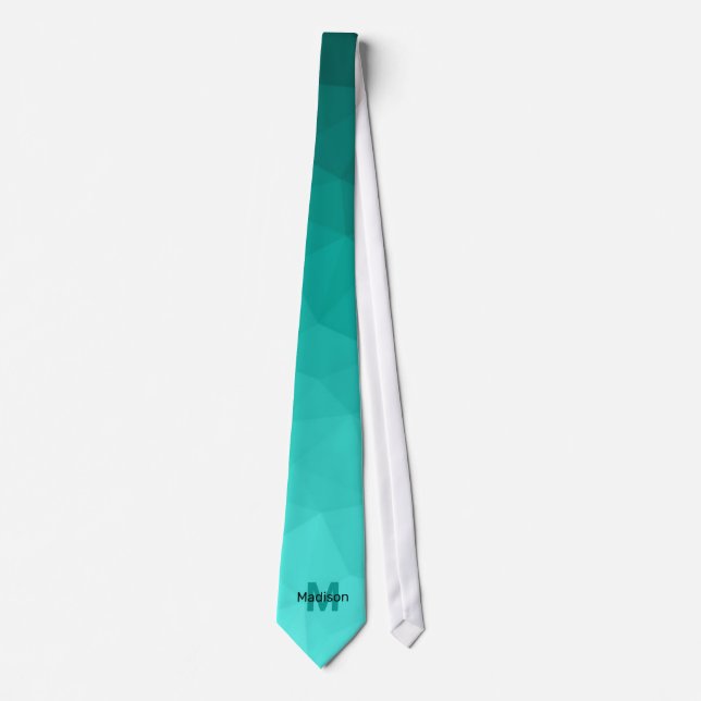 Turkos-gradientgeometri med mönster Monogram Slips (Framsida)