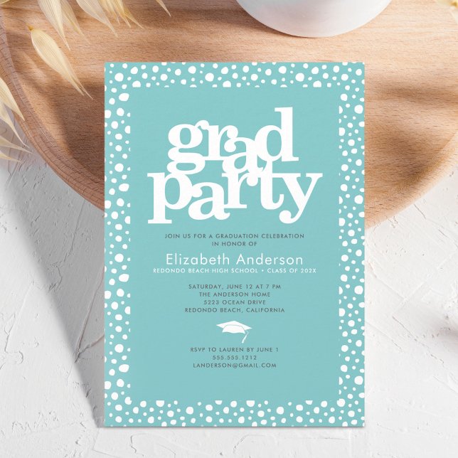 Turkos grädjeparty fet typografi modern enkel inbjudningar (Skapare uppladdad)