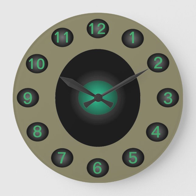 Turkos Grått Modern Home Designer-Contemporary Stor Klocka (Framsida)