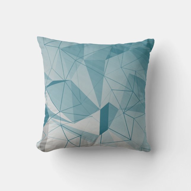 Turkos Grått och vit gradient Geometric Mönster Kudde (Framsida)