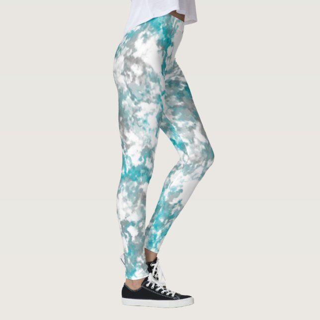 Turkos grått och vit marmor struktur leggings (Höger)