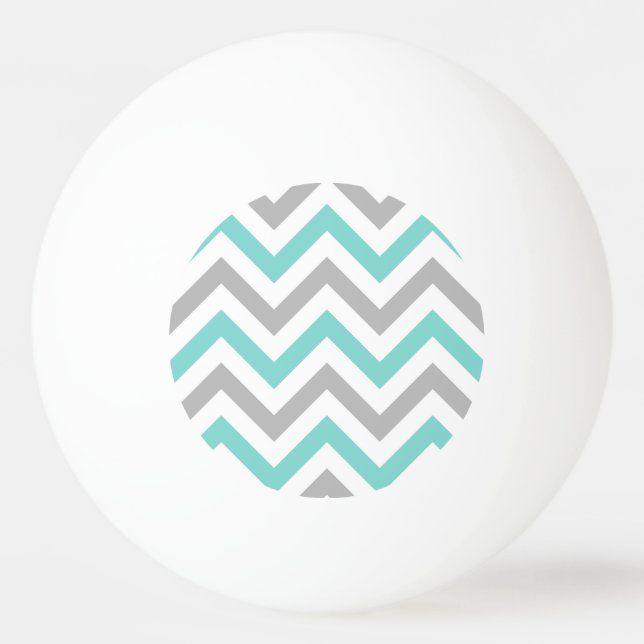 Turkos, Grått, Wht Large Chevron ZigZag Mönster Pingisboll (Framsidan)