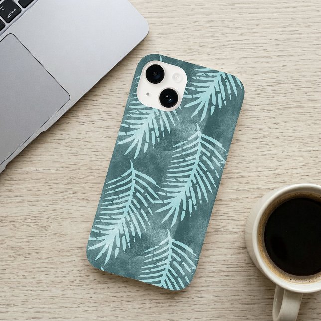 Turkos Grön Akvarell Tropisk Blad (Teal Green Watercolor Tropical Leaf Phone Case)