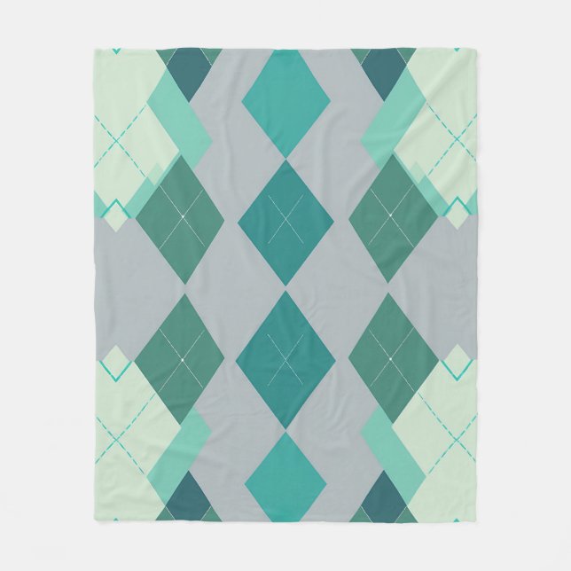 Turkos Grön Argyle Diamantmönster Fleecefilt (Framsidan)