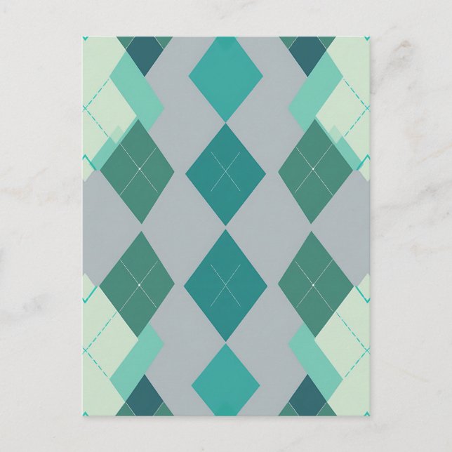 Turkos Grön Argyle Diamantmönster Vykort (Framsida)