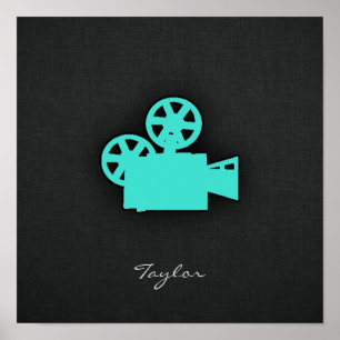 Turkos; Grön filmkamera för blått Poster