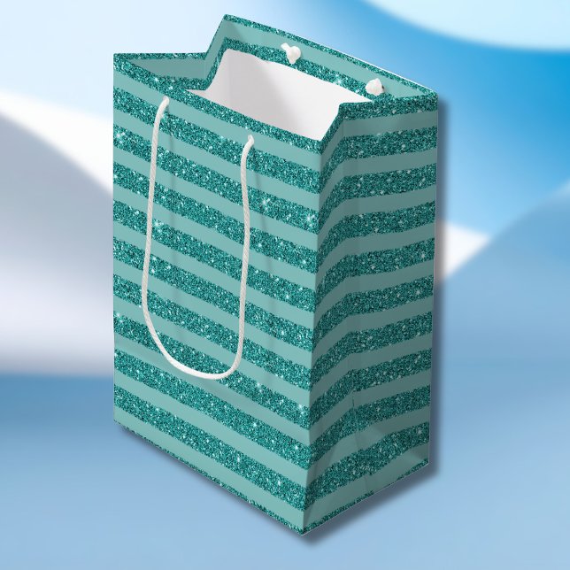Turkos Grön Glitter Stil Horisontella Ränder (Skapare uppladdad)
