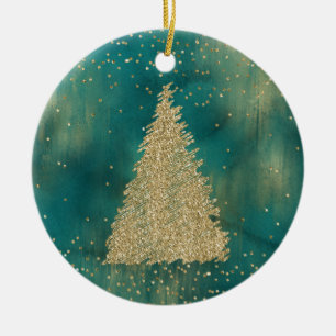 Turkos Grön Guld Glitter Julgran Julgransprydnad Keramik