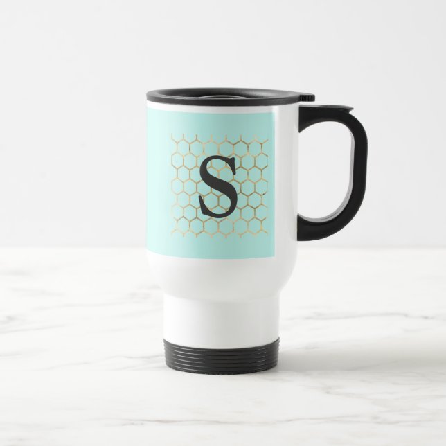 Turkos Grön Hexagon Monogram Resemugg (Höger)