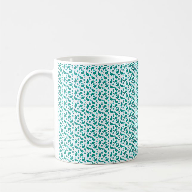 Turkos Grön Paisley Blommönster Modern Boho  Kaffemugg (Vänster)
