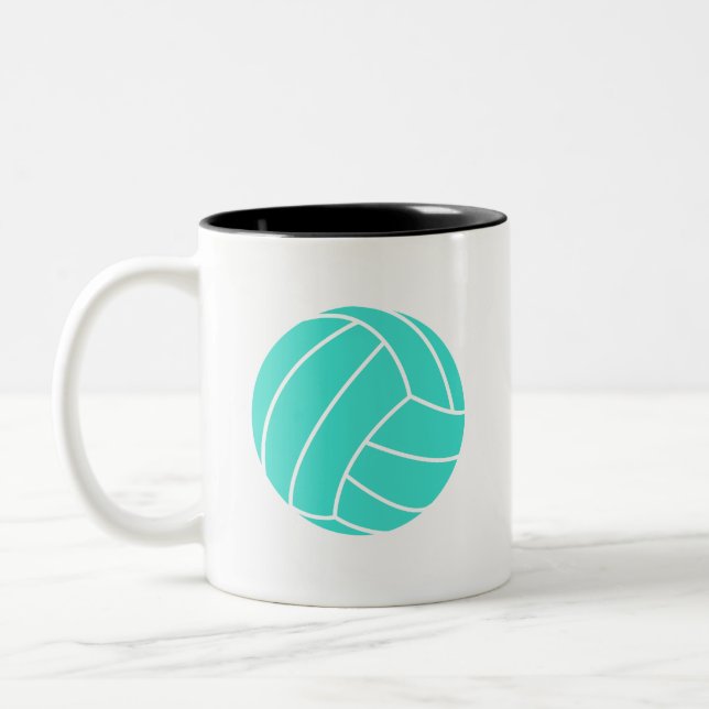 Turkos; Grön volleyboll för blått Två-Tonad Mugg (Vänster)