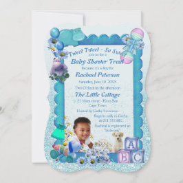 Turkos Grönt Blue Photo-ram Baby Shower Tack Kort