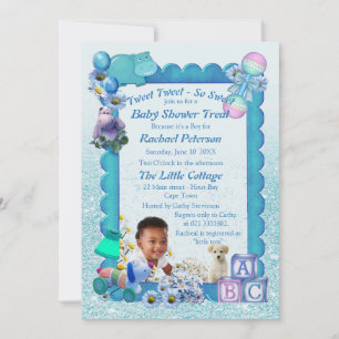 Turkos Grönt Blue Photo-ram Baby Shower Tack Kort