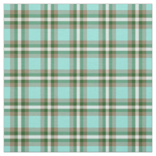 Turkos Grönt Brown White Tartan Squares Mönster Tyg