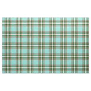 Turkos Grönt Brown White Tartan Squares Mönster Tyg