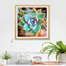 Turkos Grönt Cactus Photo Bloom where Planted Poster