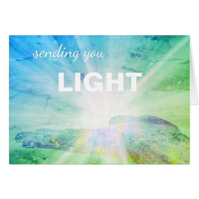 *~* Turkos & Grönt Healing Energy Sending Light Hälsningskort (Framsidan Horizontal)