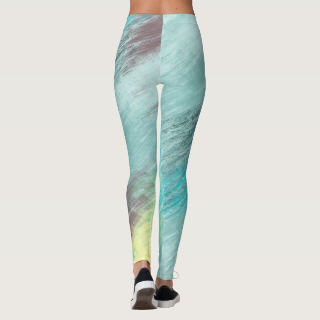Turkos, Grönt och Mauve Marble Abstrakt Leggings (Baksida)