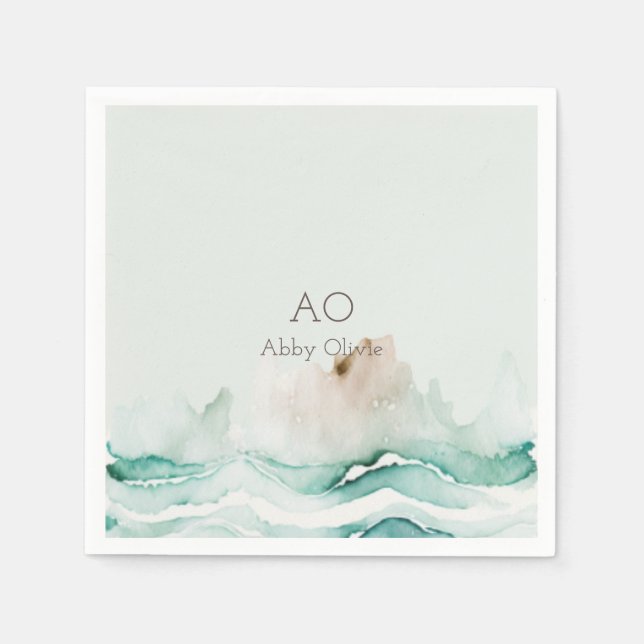 Turkos-grönt, pastellfärgning pappersservett (Framsidan)