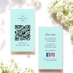 Turkos-Grönt QR-kod Spa Salon Visitkort