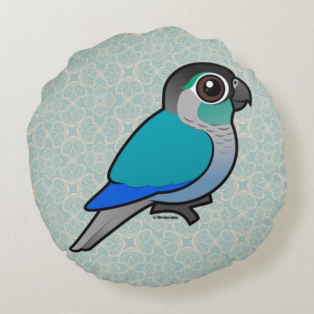 Turkos Grönt-varade fräck mot Conure Rund Kudde (Baksidan)