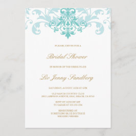 Turkos & Guld Elegant Ironworks Möhippa Inbjudningar