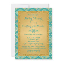 Turkos, Guld FALSK Glitter Födelsedagsinbjudan til