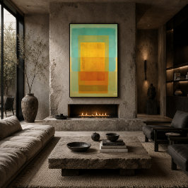 Turkos Guld Färg Fält Abstrakt Modern Konst Poster