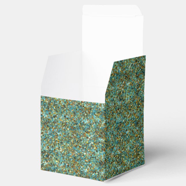 Turkos Guld Glitter-PARTY FAVOR BOXES,square Presentaskar (Öppnad)