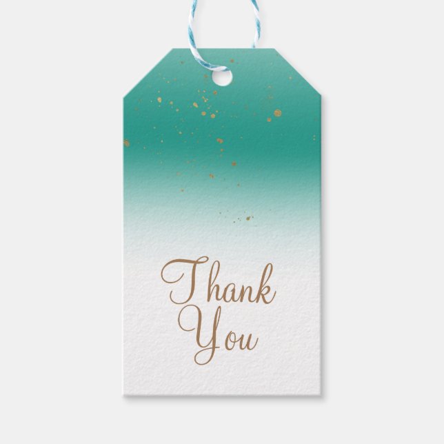 Turkos & Guld Modern Glam BRUDSHOWER Elegant Presentetikett (Framsidan)