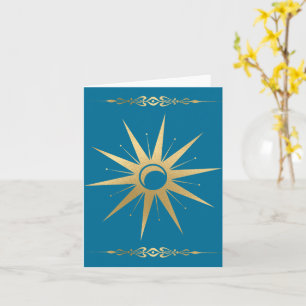 Turkos Guld Sol Måne Wicca Kort – Mystisk Celestie