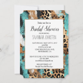 Turkos Guld Svart Leopard Inbjudningar