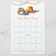 Turkos Gult Baby Spipande Bingo-spelkort