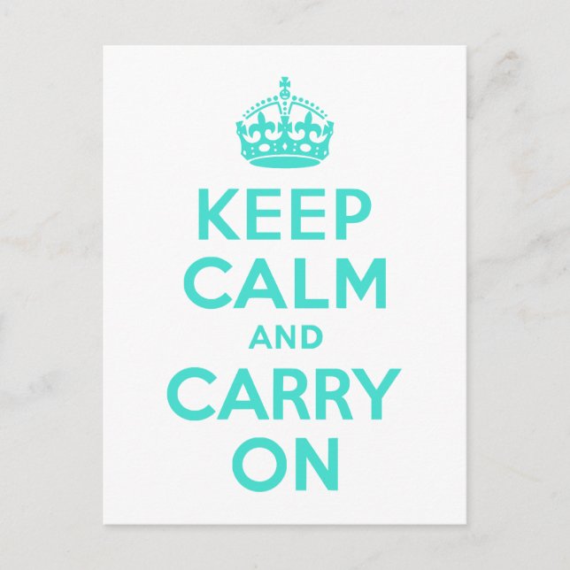 Turkos håll lugn och fortsätt vykort (Framsida)