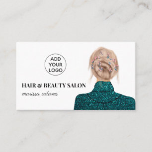 Turkos hårskönhet salon mode illustration visitkort