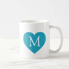 Turkos Heart Monogram Kaffemugg
