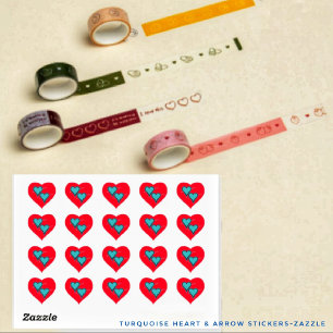 Turkos Heart & Pil Hjärtformat Klistermärke