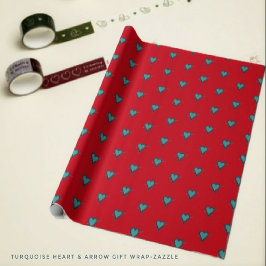 Turkos Heart & Pil Presentpapper