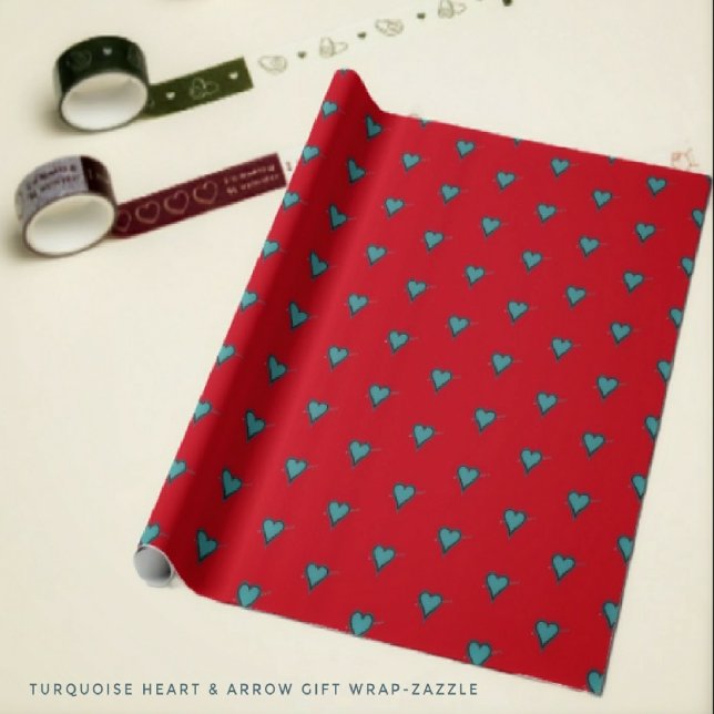Turkos Heart & Pil Presentpapper (Skapare uppladdad)