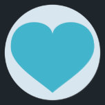 Turkos Heart Runt Klistermärke<br><div class="desc">Detta runda klistermärke har ett formbart turkos hjärta.</div>