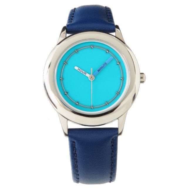 Turkos Himlar Blue Färg Anpassar det här! Armbandsur (Framsida)