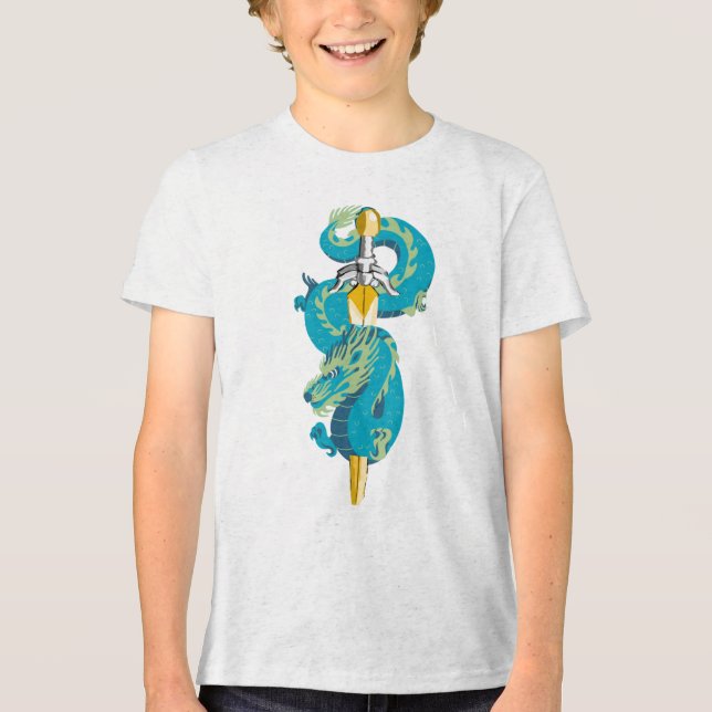 Turkos Himmel Draken Emblem T Shirt (Framsida)