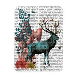 Turkos-Hjort i Mushroom Forest Magnet