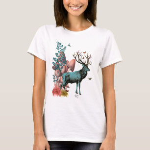 Turkos-Hjort i Mushroom Forest T-shirt