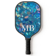 Turkos Holografisk Glitter Glans Monogram