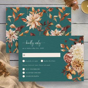 Turkos Höstlöv Blommig RSVP-Kort OSA Kort