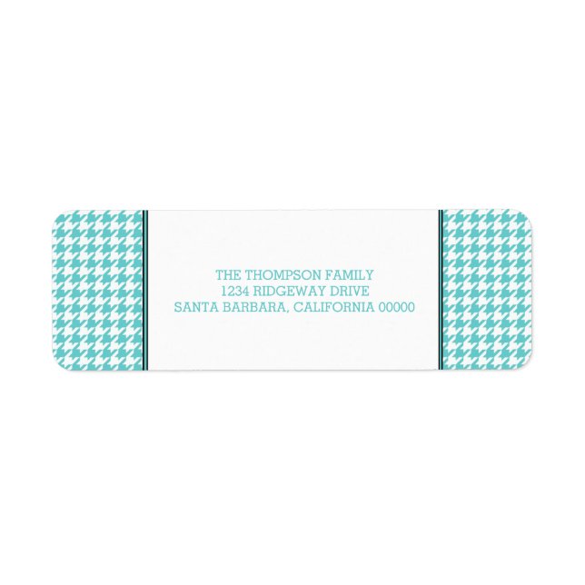 Turkos Houndstooth-Adressetiketter Returadress Etikett (Framsidan)