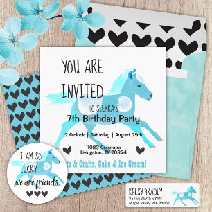 Turkos, inbjudan till Akvamarine Pony Birthday