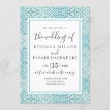 Turkos - inbjudan till spanska Tiles Wedding