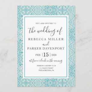 Turkos - inbjudan till spanska Tiles Wedding